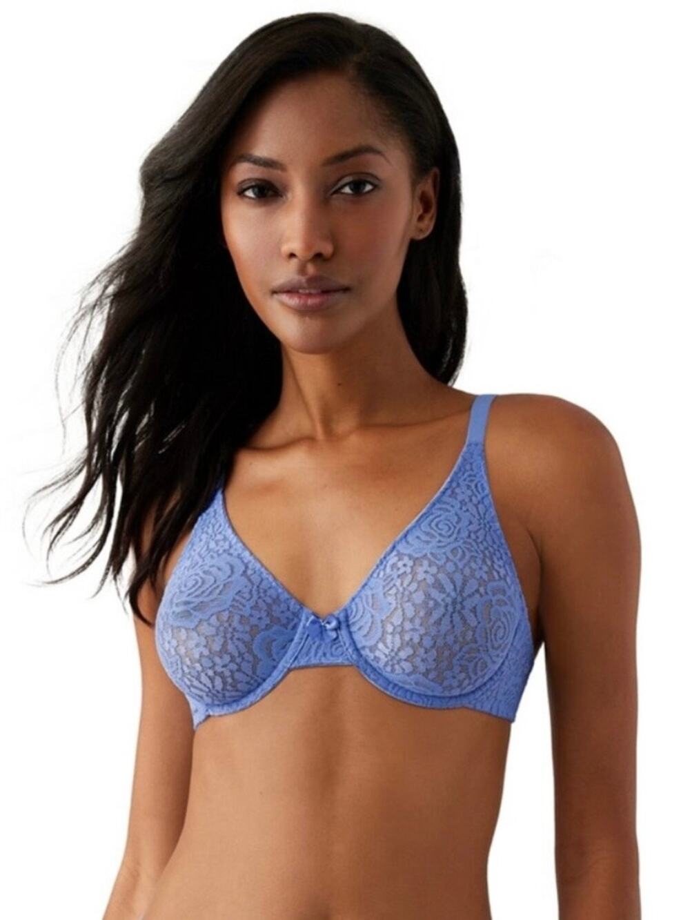 Wacoal 851205 Halo Lace Full Figure Underwire Bra J-Hook - Blue Hydrangea 38DDD